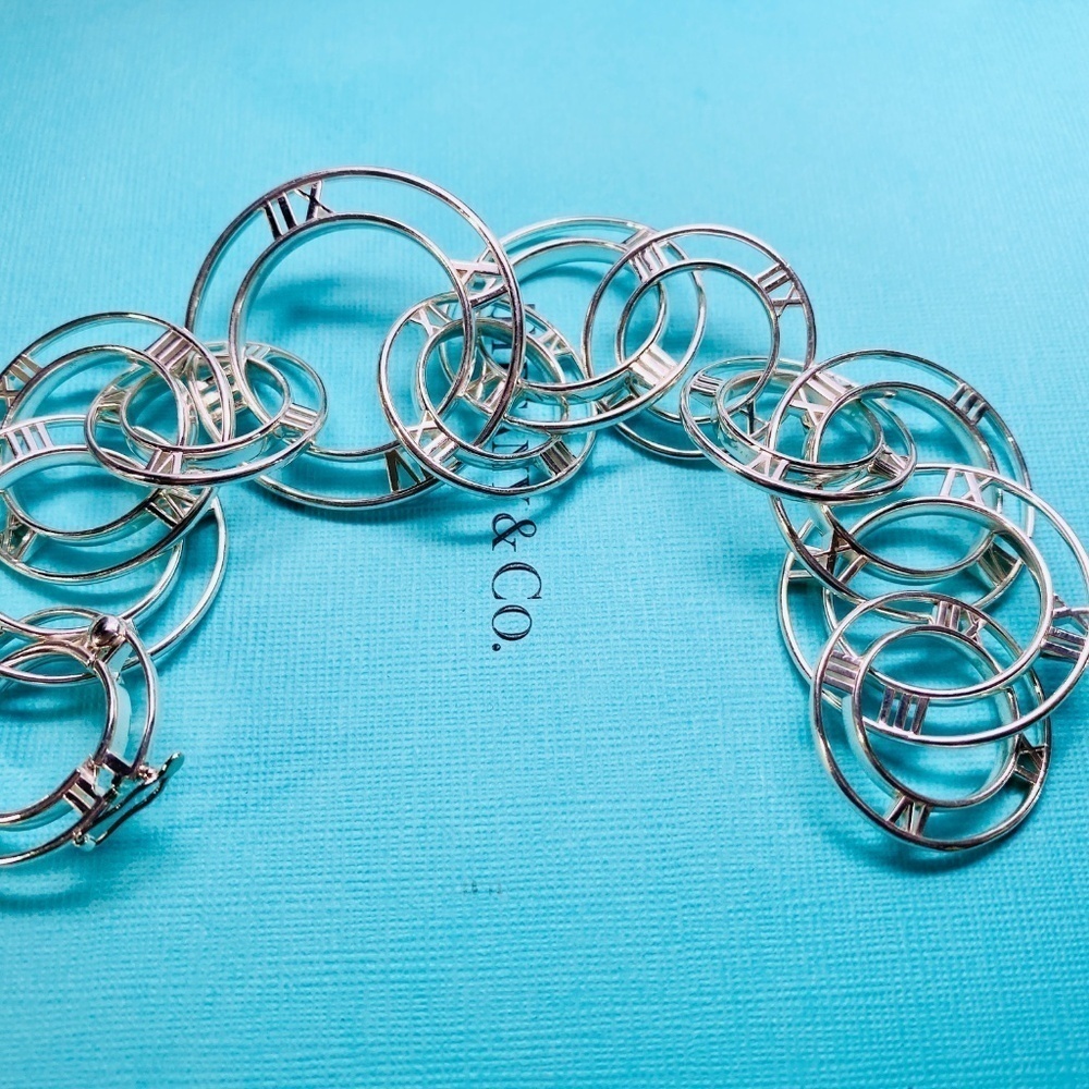 New Tiffany & Co Atlas Numeral Open Link Bracelet. 925 silver Rare Retired - Picture 6 of 9
